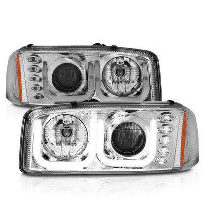 ANZO GMC SIERRA 99-06 / YUKON/XL 00-06 / DENALI MODELS 01-06 PROJECTOR U-BAR STYLE HEADLIGHTS CHROME - 111304