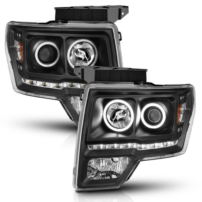 ANZO FORD F-150 09-14 PROJECTOR HEADLIGHTS G2 BLACK W/ RX HALO (FOR HALOGEN MODELS ONLY) - 111298