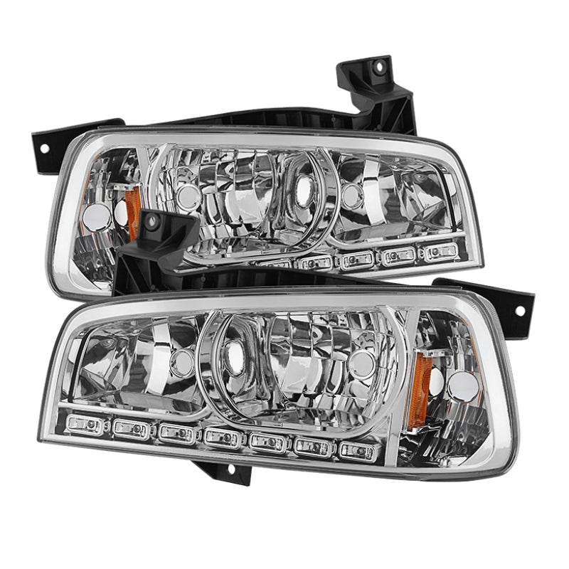 Xtune Dodge Charger 06-10 1Pc LED Crystal Headlights Chrome HD-ON-DCH05-1PC-LED-C SPYDER
