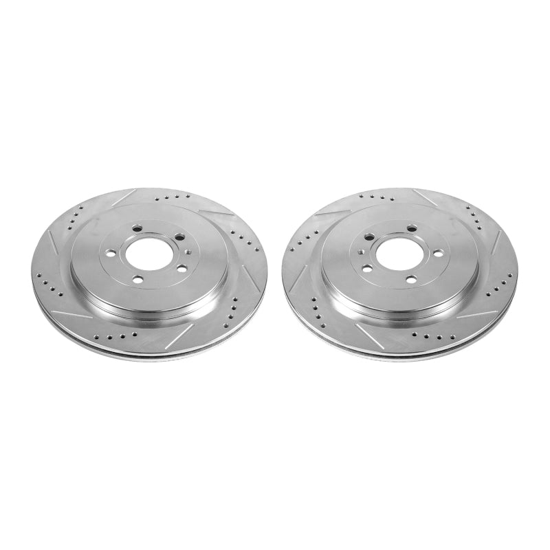 Power Stop 13-14 Ford Mustang Rear Evolution Drilled & Slotted Rotors - Pair PowerStop
