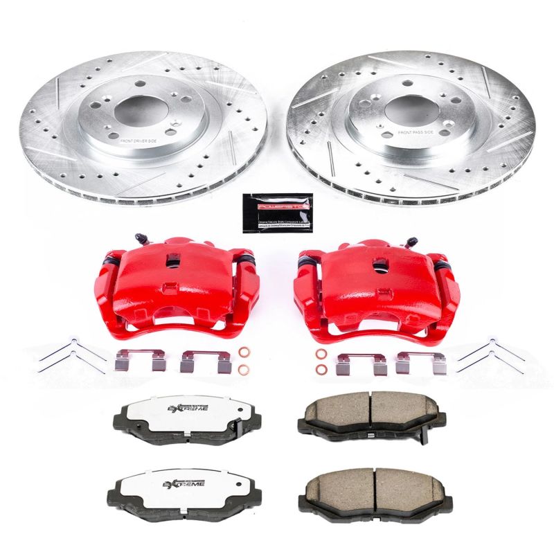 Power Stop 12-15 Honda Civic Front Z26 Street Warrior Brake Kit w/Calipers PowerStop