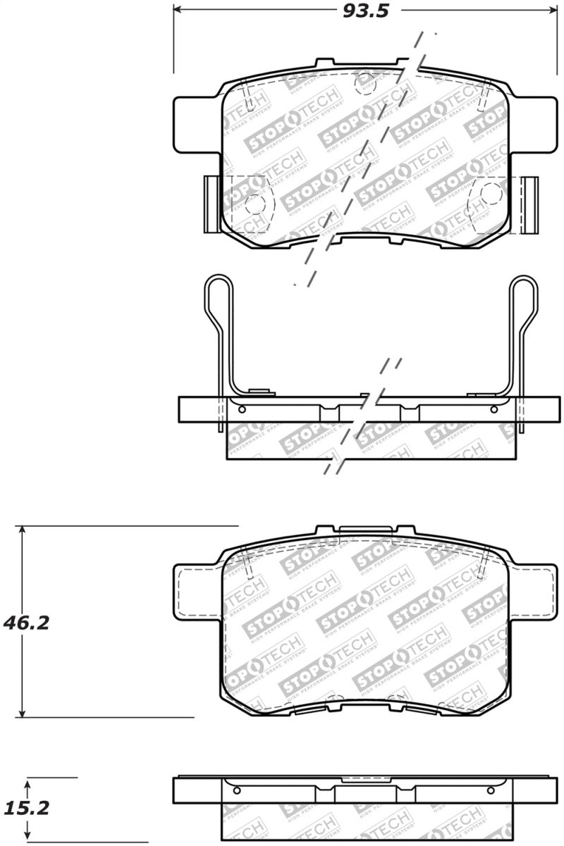 StopTech Street Disc Rear Brake Pads - 305.14510 Stoptech