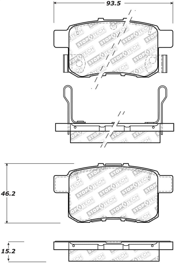 StopTech Street Disc Rear Brake Pads - 305.14510