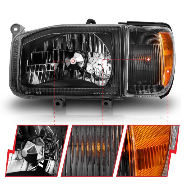 ANZO NISSAN PATHFINDER 99-04 CRYSTAL HEADLIGHTS BLACK W/ CORNER LIGHT 2PC - 111051