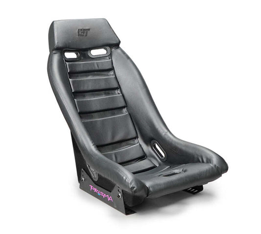 NRG GT Retro Bucket Seat - Black PVC Leather Black Stitching Black Fiberglass Back - PRI-100BK-MIDNIGHT