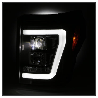 Spyder Ford F250/350/450 11-16 V2 High-Power LED Headlights-White Light Bar-Black PRO-YD-FS11V2PL-BK SPYDER