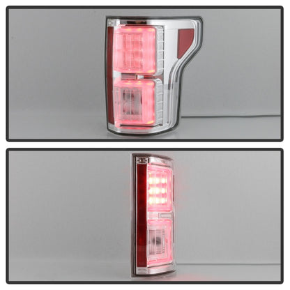 Spyder 18-19 Ford F-150 (W/O Blind Spot Sensor) LED Tail Lights - Chrome (ALT-YD-FF15018-LED-C) SPYDER