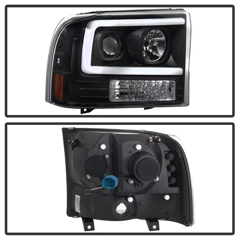 Spyder 99-04 Ford F250 Super Duty Projector Headlights - Light Bar - Black PRO-YD-FF25099V2-LB-BK SPYDER