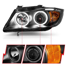 Load image into Gallery viewer, ANZO BMW 3 SERIES E90/E91 06-08 PROJECTOR HALO HEADLIGHTS BLACK W/ RX HALO AND LED BAR -121335