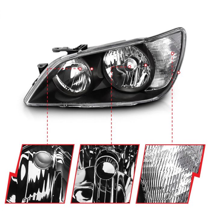 ANZO LEXUS IS300 01-05 CRYSTAL HEADLIGHTS BLACK - 121210