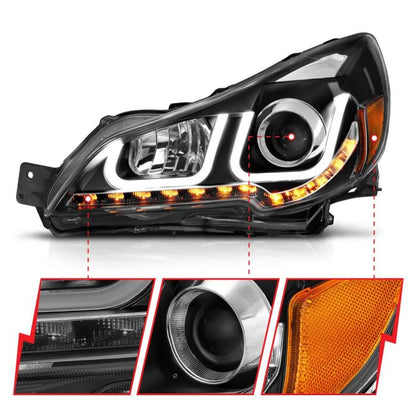 ANZO SUBARU OUTBACK/ LEGACY 10-12 PROJECTOR U-BAR HEADLIGHTS BLACK W/ LED SIGNAL - 111285