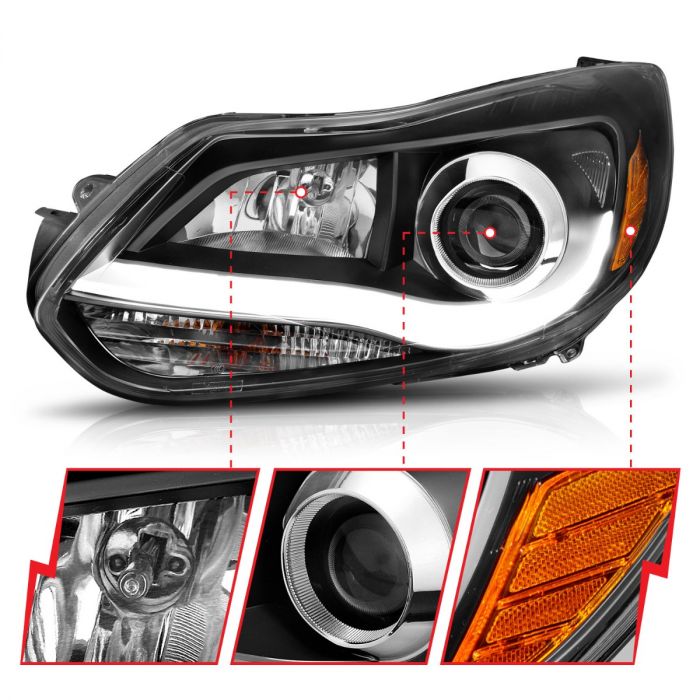 ANZO FORD FOCUS 12-14 PROJECTOR PLANK STYLE HEADLIGHTS BLACK (NOT FOR FACTORY HID SYSTEM) -121490