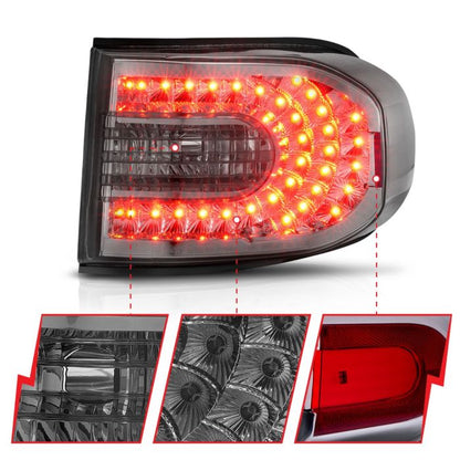 ANZO TOYOTA FJ CRUISER 07-14 LED TAIL LIGHTS CHROME SMOKE LENS - 311184