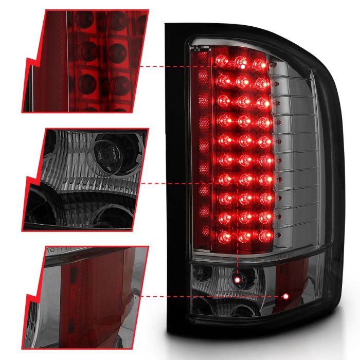 ANZO CHEVY SILVERADO 1500 07-13 / 2500HD/3500HD 07-14 LED TAIL LIGHTS CHROME SMOKE LENS -311159