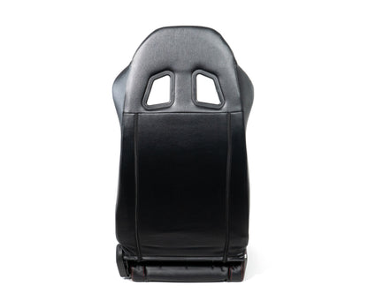 NRG Reclinable Racing Seats (Pair) Black Leather w/NRG Logo Red Stitch - RSC-208-1L/R