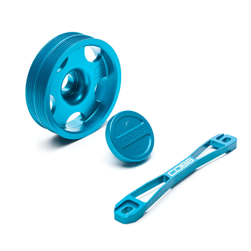 COBB 02-14 Subaru WRX / 04-14 Subaru STi Main Pulley/Oil Cap/Battery Tie Down Package - Teal SUB00003AQ