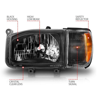 ANZO NISSAN PATHFINDER 99-04 CRYSTAL HEADLIGHTS BLACK W/ CORNER LIGHT 2PC - 111051