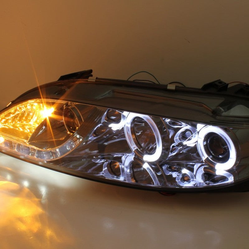 Spyder Mazda 6 03-05 With Fog Lights Projector Headlights LED Halo DRL Smke PRO-YD-M603-FOG-DRL-SM SPYDER