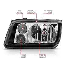 Load image into Gallery viewer, ANZO VOLKSWAGEN JETTA 99-05 CRYSTAL HEADLIGHTS BLACK W/ FOG LIGHTS - 121169