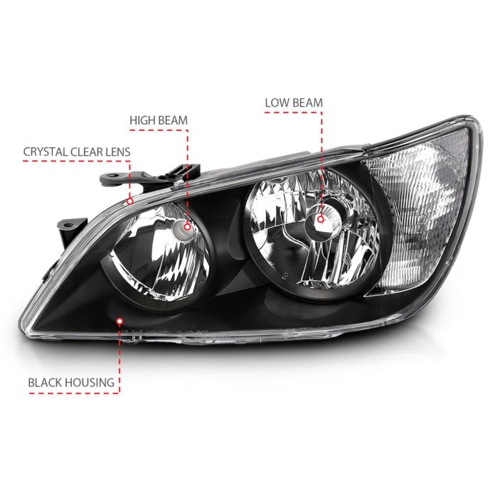 ANZO LEXUS IS300 01-05 CRYSTAL HEADLIGHTS BLACK - 121210