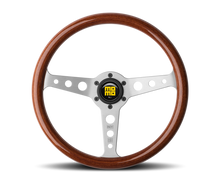 Load image into Gallery viewer, Momo Indy Steering Wheel 350 mm - Magoany Wood/Brshd Black Spokes