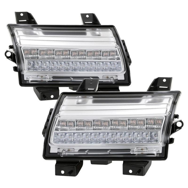 Spyder Jeep Wrangler 2018-2019 (Halogen Model Only) LED Front Bumper Lights - Seq. Signal - Chrome SPYDER