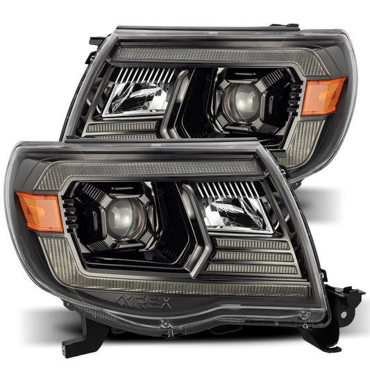 AlphaRex PRO-Series projector headlights 880736 for 2005-2011 Toyota Tacoma with Alpha-Black housing and LED DRL