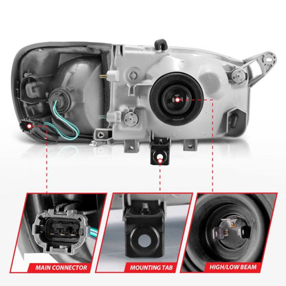 ANZO NISSAN PATHFINDER 99-04 CRYSTAL HEADLIGHTS BLACK W/ CORNER LIGHT 2PC - 111051