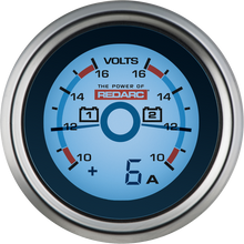 Load image into Gallery viewer, REDARC Dual Battery Voltage Gauge w/Optional Current Display - 52mm