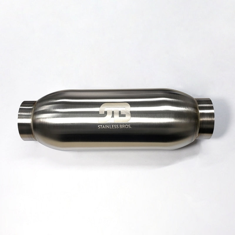 Stainless Bros 5in Body x 12.0in Length 3.50in Inlet/Outlet Bullet Resonator Stainless Bros