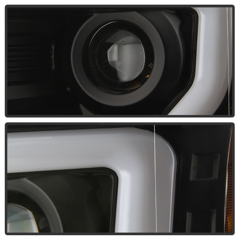 Spyder 09-14 Ford F-150 Projector Headlights - Halogen Model Light Bar - Blk PRO-YD-FF15009-SBLB-BK SPYDER
