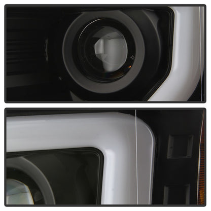 Spyder 09-14 Ford F-150 Projector Headlights - Halogen Model Light Bar - Blk PRO-YD-FF15009-SBLB-BK SPYDER