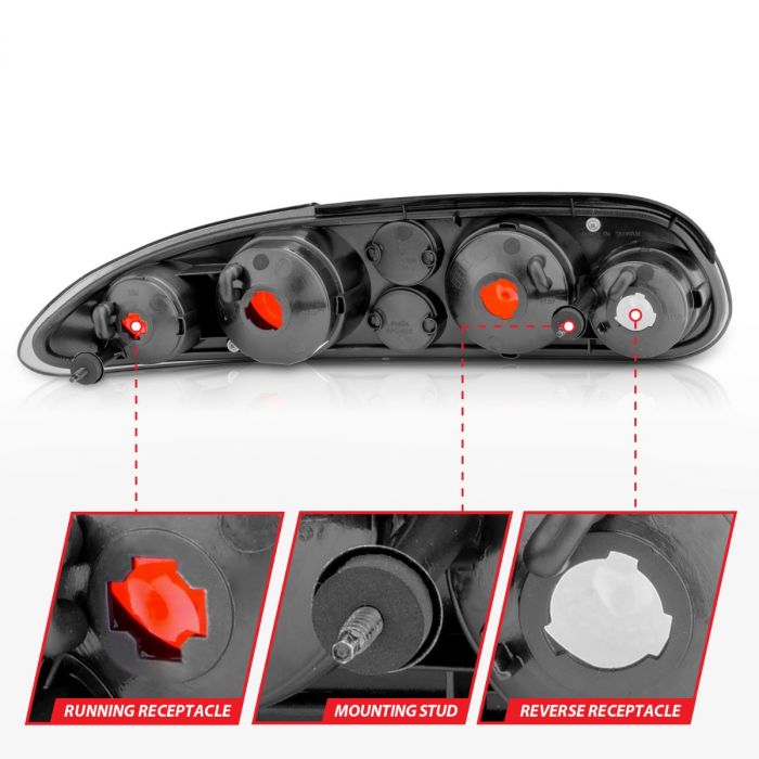 ANZO CHEVY CAMARO 93-02 TAIL LIGHTS BLACK DARK SMOKE LENS - 221175