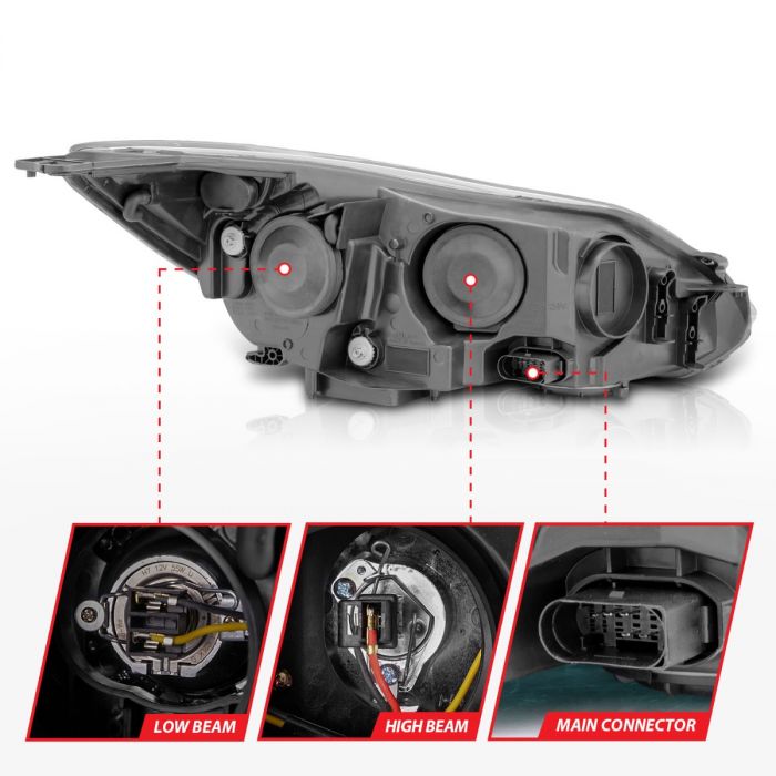 ANZO FORD FOCUS 12-14 PROJECTOR PLANK STYLE HEADLIGHTS BLACK (NOT FOR FACTORY HID SYSTEM) -121490