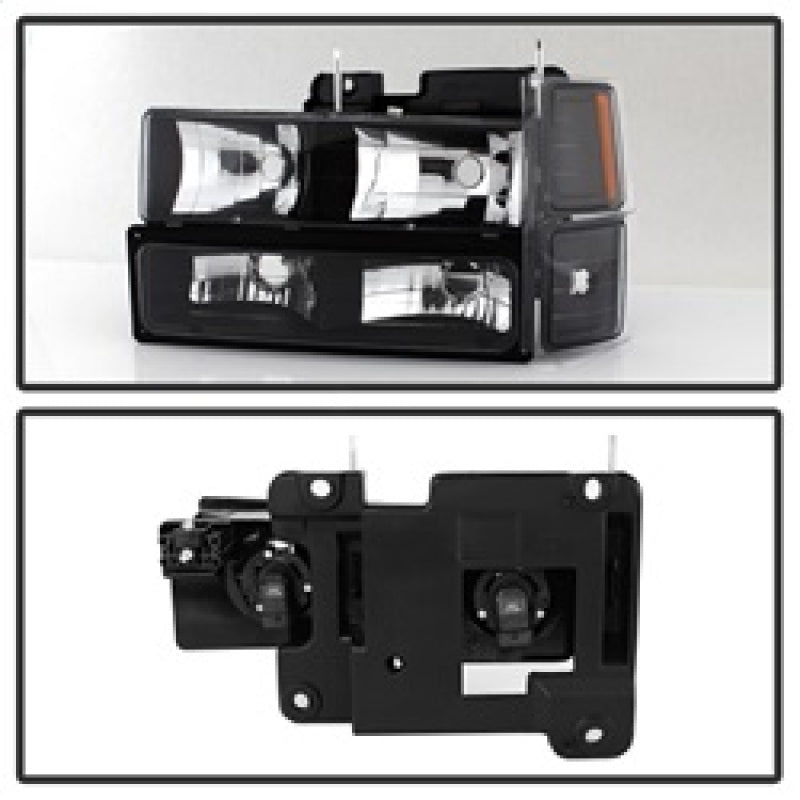 Xtune Chevy Suburban 94-98 Headlights w/ Corner & Parking Lights 8pcs Black HD-JH-CCK88-AM-BK-SET SPYDER