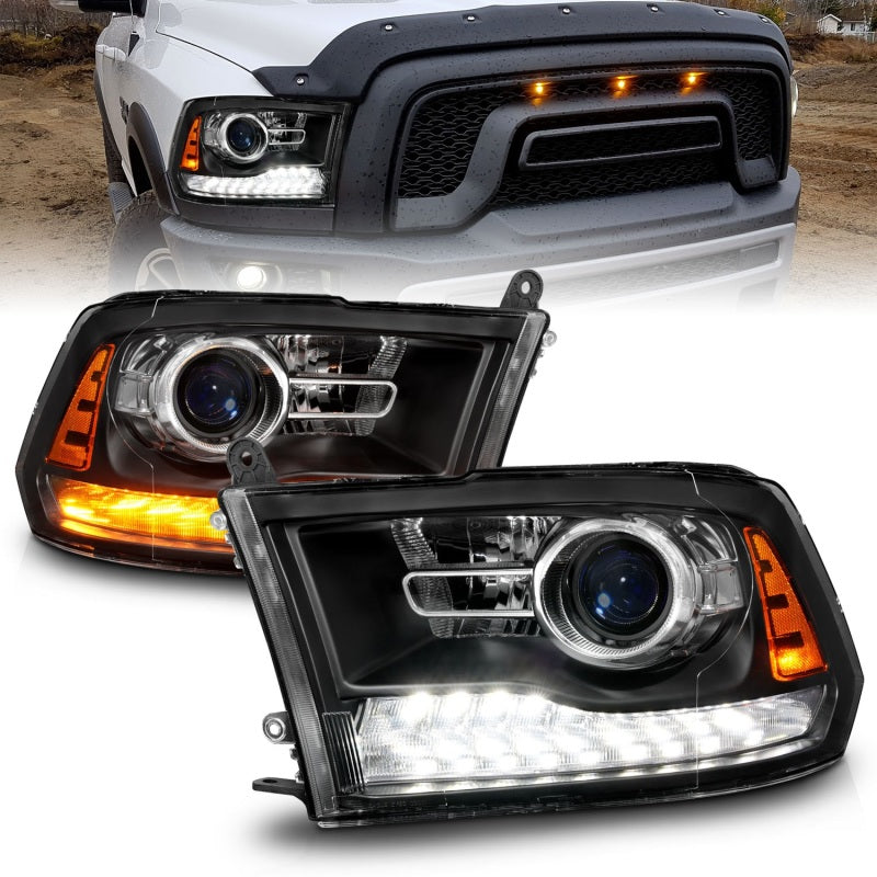 ANZO DODGE RAM 1500 09-18 / 2500/3500 10-18 PROJECTOR HEADLIGHTS MATTE BLACK CLEAR LENS W/ SEQUENTIAL SIGNAL (FOR ALL MODELS) - 111609