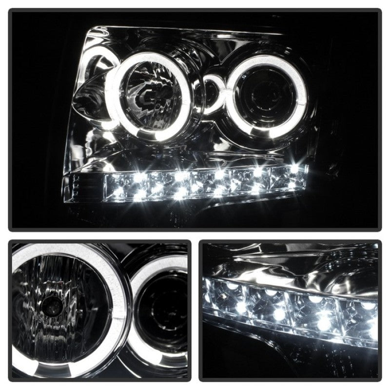 Spyder Ford F150 09-14 Projector Headlights Halogen Model- LED Halo LED Smke PRO-YD-FF15009-HL-SM SPYDER