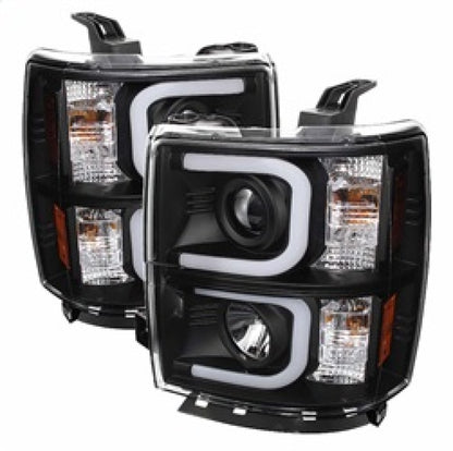 Spyder Chevy Silverado 1500 14-16 Projector Headlights Light Bar DRL Blk PRO-YD-CS14-LBDRL-BK SPYDER