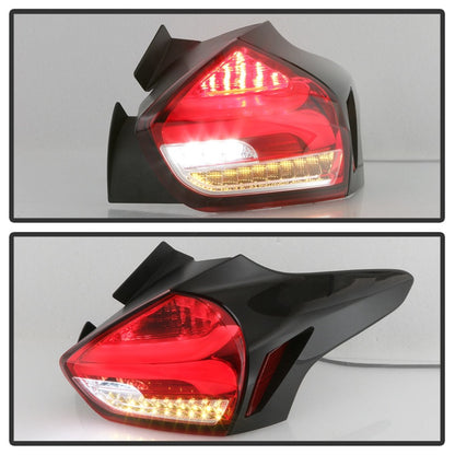 Spyder 15-17 Ford Focus Hatch LED Tail Lights w/Indicator/Reverse - Red Clr (ALT-YD-FF155D-LED-RC) SPYDER