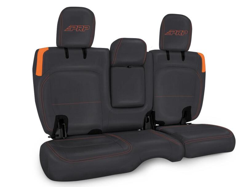 PRP Jeep Wrangler JL Rear Bench CoversU - 4 door with Armrest - Black/Orange B044-07