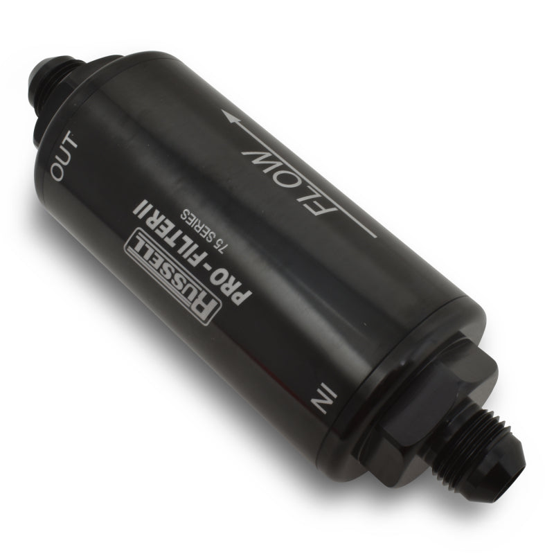 Russell Performance ProFilter 2 Fuel Filter 6 1/4in Long 10 Micron 10AN Male In/Out - Black Russell