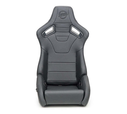 NRG Omega Reclinable Racing Seat (Pair) Black with Black Carbon Vinyl Back - RSC-750BK/BK L/R
