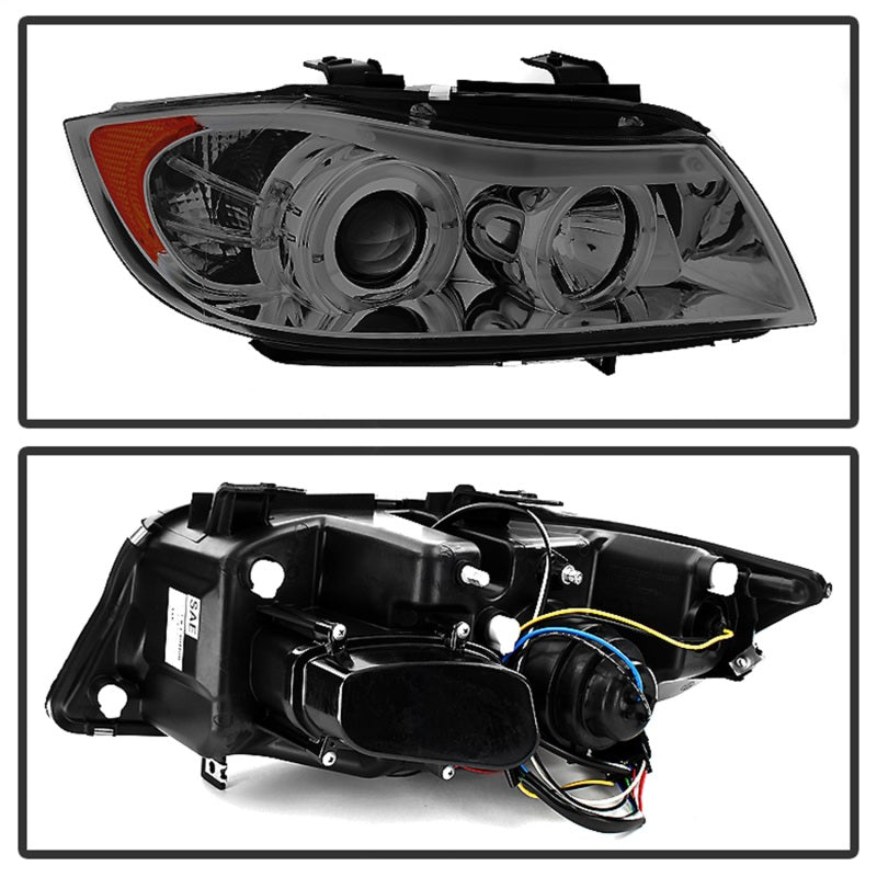 Spyder BMW E90 3-Series 06-08 (4 dr) Proj LED Halo Amber Reflctr Rplc Bulb Smke PRO-YD-BMWE9005-AM-S SPYDER