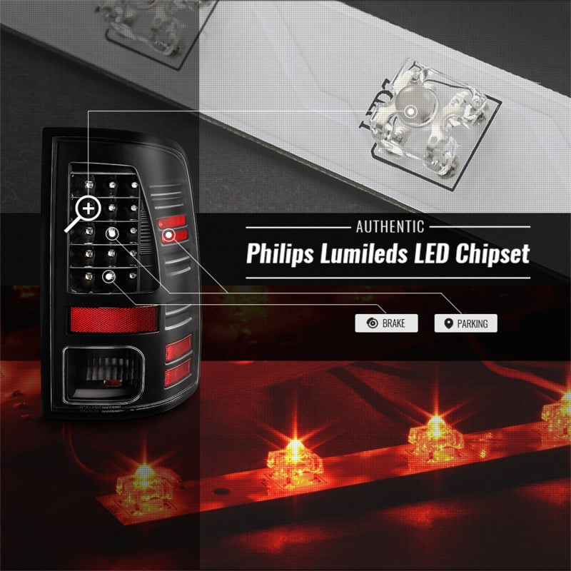 Spyder 13-18 Dodge Ram 2500/3500 LED Tail Lights LED Model Only - All Black (ALT-YD-DRAM13-LED-BKV2) SPYDER