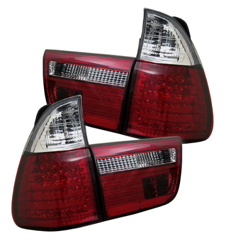 Spyder BMW E53 X5 00-06 4PCS LED Tail Lights Red Clear ALT-YD-BE5300-LED-RC SPYDER