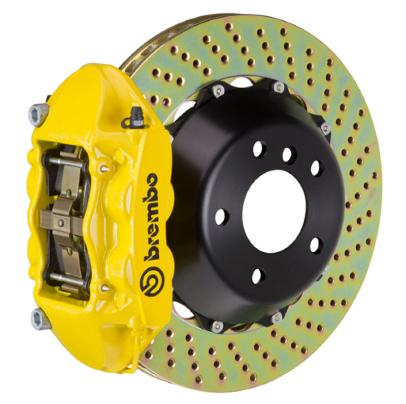 Brembo 15-23 Mustang GT/V6/EcoBoost Rear GT BBK 4 Piston Cast 380x28 2pc Rotor Drilled- Yellow Brembo