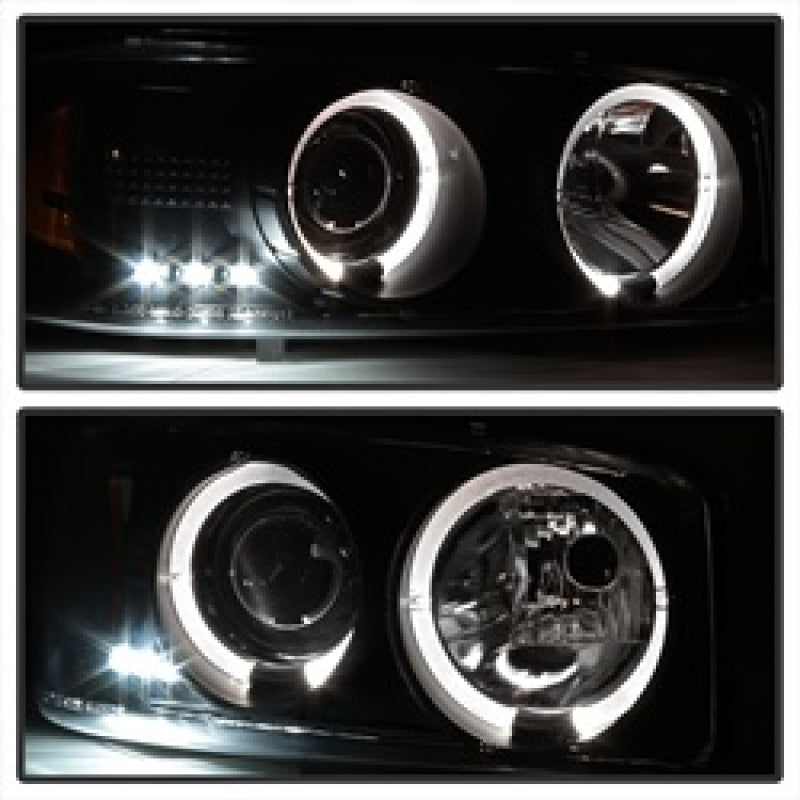 Spyder GMC Sierra 1500/2500/3500 99-06 Projector Headlights LED Halo LED Black PRO-YD-CDE00-HL-BK SPYDER