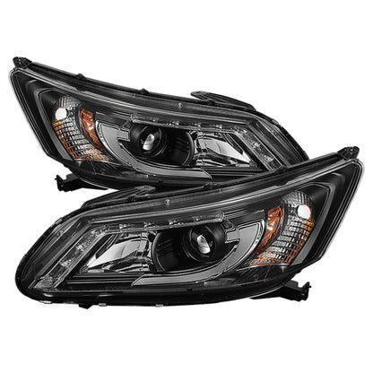 Spyder Honda Accord 2013-2015 4DR Projector Headlights Light Bar DRL Black PRO-YD-HA13-LBDRL-BK SPYDER