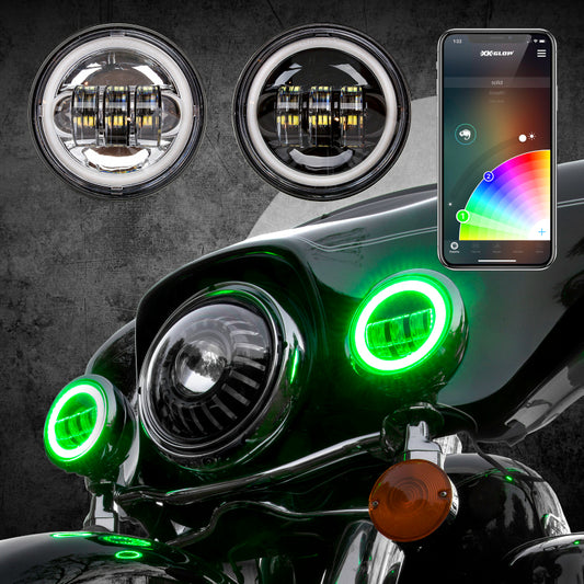 XKGlow 4.5" Black RGB LED Harley Running Light XKchrome Bluetooth App Controlled Kit - Part XK042011-B