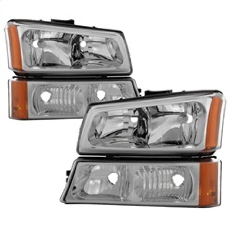 Xtune Chevy Silverado 2500HD 03-06 Crystal Headlights w/ Bumper Lights Chrome HD-JH-CSIL03-AM-C-SET SPYDER